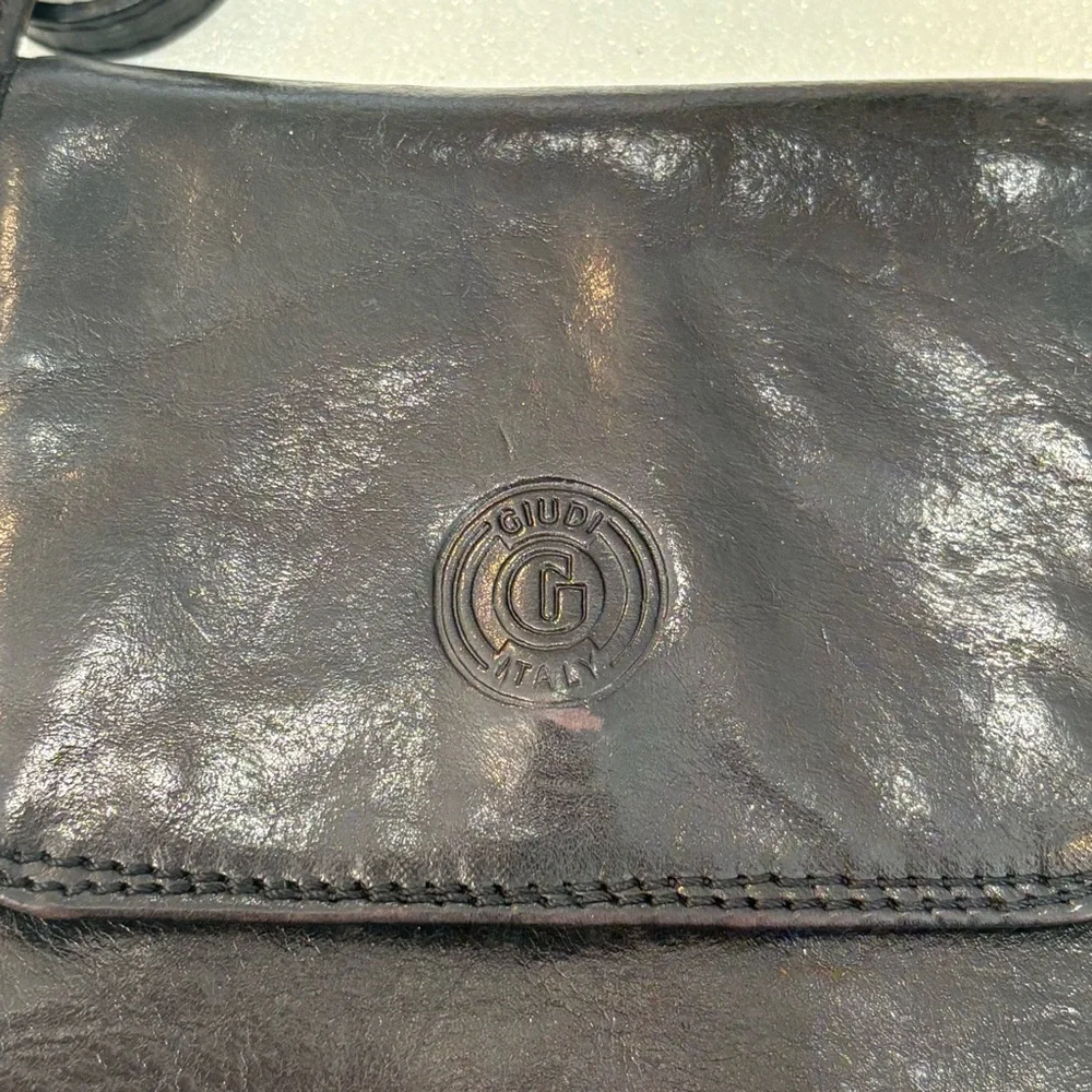 Vintage Giudi Italian Leather Crossbody Bag Chocolate Brown
